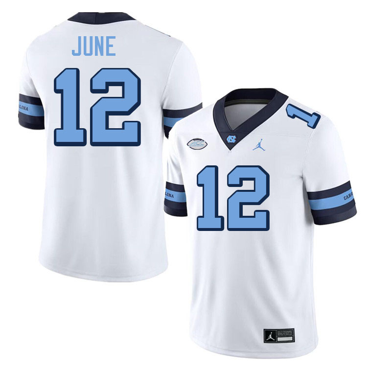 #12 Demon June North Carolina Tar Heels College Football Jersey Stitched-Retro White